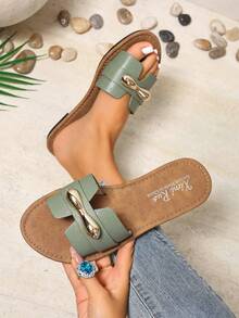 女士休闲平底编织罗马凉鞋，适合春季、夏季、户外、海滩、公寓，时尚一脚蹬凉鞋，可搭配连衣裙