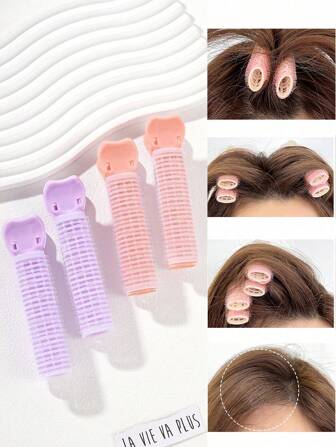 4 Peças Ferramenta de Penteado e Estilização de Volume, Grampos de Enrolar, Clipes Sem Marca, Clipe Frontal de Franja e Raiz de Cabelo, Acessórios Rosas, Ferramentas de Penteado