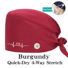 1 buah Topi Kerja Dokter Gigi Bordir, Unisex, Cocok untuk Panti Jompo, Salon Kecantikan, Topi Elastis yang Dapat Dicuci dengan Kancing, Sepanjang Musim - MultiWarna - View 9