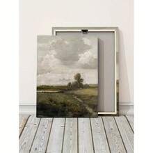 1 Stück 2D flache, rahmenlose Wandkunst Schneeberglandschaft im Retro-Stil, Sommerlandschaft in warmen Farben, Bauernhaus-Französisch-Landdekor für Innen- und Außenbereich, geeignet für chemische Faser-Leinwand, Schlafzimmer, Küche, Klassenzimmer, Landschaftsdekorations-Poster - Verschiedenfarbig - Übersicht 5