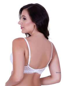 Lace Padded Bra - White - View 4