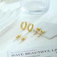 BERISO 14K Gold Hoop Earrings For Women - Hypoallergenic Small Huggie Hoops Cartilage Earrings Set Cute Cubic Zirconia Dangle Stud Earrings Jewelry Gifts