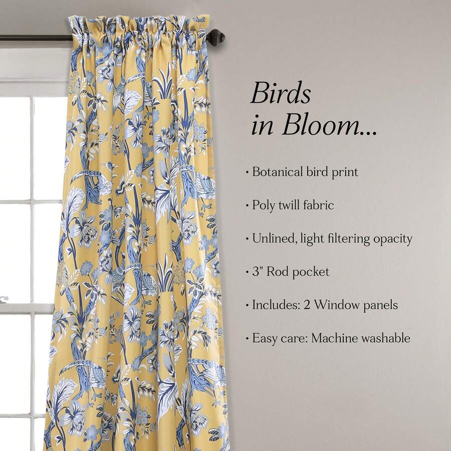 LUSH DECOR Dolores Light Filtering Window Curtain Panels Blue 52x95+2 Set Halloween-Fall Decor-Room Decor - Yellow - View 1