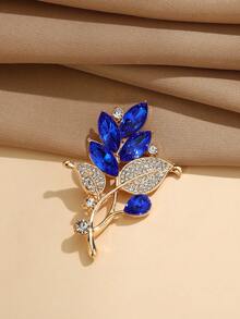 1pc Floral Rhinestone Decor Minimalist Zinc Alloy Brooch - A - View 6