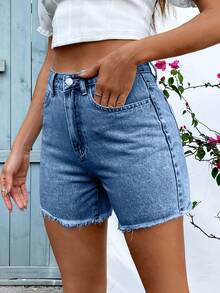 Mobula Sound# Quần jean skinny co giãn thời trang thường ngày dành cho nữ cỡ lớn, thích hợp cho mùa hè - Màu xanh trung bình - Xem 4