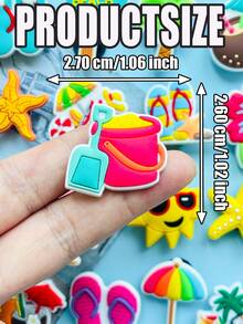 25 PCS Summer Beach Style Collection, Beach Vacation-Themed Footwear Embellishments, Shoe Charms, Imaginative PVC DIY Footwear Decorations, Suitable For Summer Parties And Birthday Gifts, Creative Street Style Footwear Decorations, Perfect DIY Accessories - Ideal Christmas And Birthday Gifts, Shoe Charm Decorations, Featuring Flip-Flops, Flamingos, Sea Stars, Fashionable Glasses And Tropical Patterns