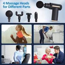 RAF Portable Rechargeable Fascia Massage Gun With 4 Replaceable Massage Heads, Deep Tissue Relaxation, USB Charging, Lithium Battery, Sports And Outdoor Electronics Accessories