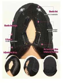 V Part Body Wave Human Hair Wig Upgrade U Part Human Hair Wigs No Sew In No Glue For Women 200 Density V Shape Thin Part Glueless Wig Clip In Half Wig Beginner Friendly Natural Black 40 Inch - Natural Black - 查看 5