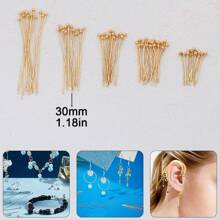 200pcs DIY Jewelry Making Headpins, 16mm-40mm Sizes Ball Pins, Bendable & Cuttable Beading Needles, Suitable For Jewelry Making And Sewing Supplies, Round Head Pins, Earring & Pendant Connectors, Cuttable Beading Pins, Bracelet & Necklace Decorative Pins, Can Replace Eyepins As Bead Piercing Connectors