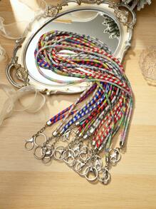 1 pieza Cordón multicolor con cristales de rhinestone - Correa de nylon con broche metálico, elegante y brillante llavero para identificación y teléfono, adecuado para oficina, maestro, estudiante (7 colores: Mezclado/Gris/Rosa/Azul/Negro)