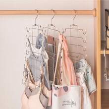 1 Percha plegable de acero inoxidable para el hogar, diseñada para almacenar y secar ropa interior. Hecha de metal con un diseño de 8 capas. Incluye ganchos para fijar ropa interior y sujetadores, así como un estante de una sola pieza sin costuras para almacenar camisetas de tirantes. - Multicolor - Ver 5