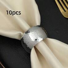 6 件优雅高端金属蜂窝纹理餐巾环，适用于婚礼、万圣节、圣诞节、生日和活动餐桌装饰，适用于高级餐厅、酒店等。 - 金色 - 查看 13