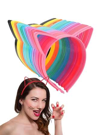 10/20 件糖果色猫耳头带、派对装饰猫耳头带、主题派对服装发箍、可爱卡通甜美塑料猫耳头带发饰，适合女性日常佩戴和派对装饰、派对礼品、生日礼物、派对用品、圣诞节、万圣节、感恩节服装道具