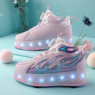 4-Wheel Roller Skates With Brake, Shiny Swan Wings, Pink Swan, White Swan, Black Swan Options, LED Lights, Detachable Fashion Casual 2-In-1 Roller Shoes, Put Wings On Your Feet