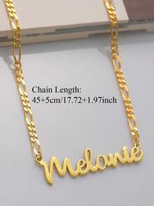 7 Styles Customized Stainless Steel Name Necklace, Suitable For Men And Women, Couples, Personalized 18K Gold Plated Non-Fading Name Tag Necklace, Elegant Gold-Color Customized Wedding Jewelry, Great Gift For Teachers' Day, Mother's Day