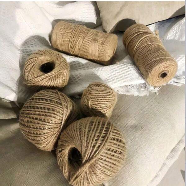 100M/3937inch 2mm Vintage Jute Rope Twine Ribbon Bow DIY Craft S- Thick And Thin String Jute Cord For Wedding Gift Packaging And Party Home Decoration Accessory