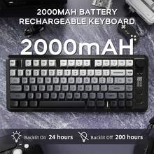 LexonTech Teclado inalámbrico para juegos ZIYOU LANG M75, con retroiluminación RGB, batería recargable de 2000mAh, teclado pequeño con membrana, pantalla inteligente y perilla, teclas degradadas de PBT para PC - Multicolor - Ver 5