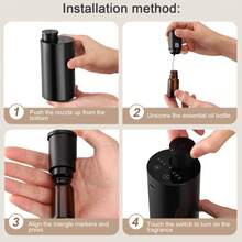 Waterless Essential Oil Diffuser (Black, 60x40cm) – Battery-Operated Nebulizer (20mL) | 3 Timers & Mist Levels (Home/Car/Office) - Black - View 7