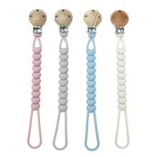 〈Paquete de 4〉 Clip chupete con dentición, Portachupetes en forma de corazón para bebé, abrazadera de silicona + madera, clip para cochecito como regalo para baby shower, artículos esenciales de viaje (Opciones de 1/4 piezas) - Multicolor - Ver 14