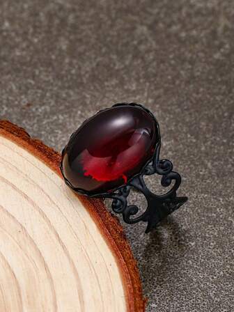 1PC Gothic Vampire Red Colour Crystal Rings For Woman Girls Mystery Witch Jewelry Halloween Gift Accessories