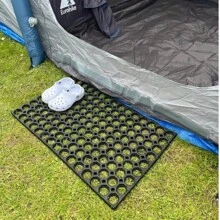 Honeycomb Outdoor Rubber Ring Entrance Floor Door Mat Ring , Rubber Drainage Mat, Indoor Outdoor Entrance Mats,Heavy Duty Outdoor Door Mat For Commercial Kitchen, Restaurant, Bathroom, 75x45cm,1.3cm Thick - 黑色 - 查看 3