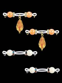 2 Pairs Fake Nipple Rings - Adjustable Fit Daily Wear Nipple Nooses - 8mm Candy Beads, Fake Nipple Jewelry Faux Nipple Piercing Non Pierce Faux Barbells Dangles With Heart, Shell, Butterfly, Fake Nipple Piercings, Valentine For Lovers, Colorful, Perfect For Beach