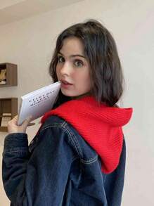 1pc Ladies Wool Balaclava Hat, Drawstring Detachable Neck Gaiter Ski Mask Warmer Knit Neck Cover For Winter - A - View 6