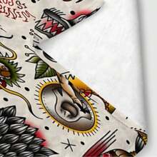 Ink Tattoo Blanket, Wolf Head Sun Moon Sword Bird Painting, Red Yellow Blue And Green Art Display, Standing In Front Of Black Sofa, Unique Cultural Style Home Decoration. Casual Shawl, Traveling-Rug, Polyester Material-Suitable For All Seasons, Bedroom, Sofa, Bed, Car. , Suitable For Bed, Sofa, Camping And Travel, Durable And Comfortable Decorative Shawl And Blanket, For Dear Friends, Siblings, Parents, Objects, Suitable For Halloween And Christmas Decorations, Home Decorations, Birthday And Anniversary Gifts For Friends And Relatives