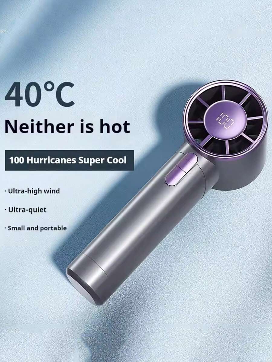 1 件男女通用纯色 USB 可充电大功率迷你手持风扇，适合送礼、夏季户外旅行沙滩运动居家办公日常使用