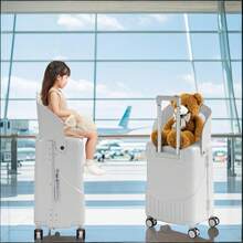 TABU 20 Inch Carry-On Luggage With Foldabel Seat Back, TSA Approved Lock, Telescopic Handle, Silent Wheel And Resistant Material, Yellow/Pink/White - 白色 - 查看 2