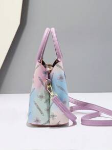 Women's Handbag Set, Fashion Shoulder Bag With Embroidered Small Square Bag - Purple - View 7