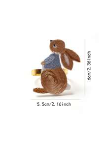 3/6 件刺绣兔子复活节餐巾环套装，适用于复活节餐桌装饰餐巾架 - 彩色 - 查看 7