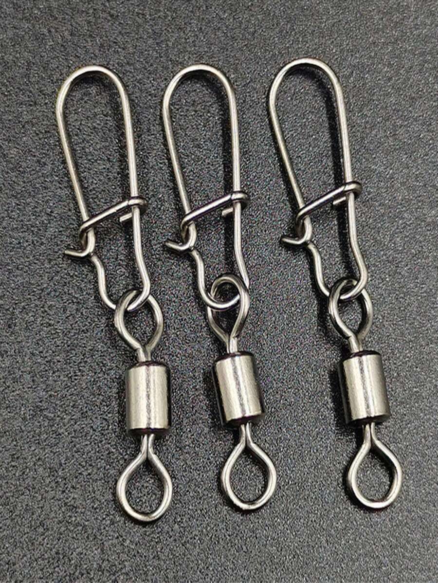 50个美式加强型弹簧转环2#4#6#8#10#12#14#鱼饵强力弹簧钩连接器钓鱼配件工具 - 銀色 - 查看 1