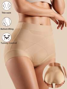 Women's High Waist Tummy Control Shapewear Panties, Sexy Seamless Breathable Slimming Underwear