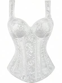 Overbust Corset Tops For Women: Plus Size Pirate Costume Women - Straps Bustier Corsets For Theme Party Costumes - 白色 - 查看 1
