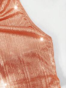 优雅无袖闪亮针织上衣，女式背心，夏季，复活节，女士乡村音乐会，毕业早午餐，亮片/闪亮文艺复兴博览会，橙色 - 橘色 - 查看 6