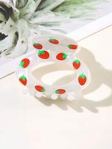 1 件女士新款清新樱桃、草莓、胡萝卜印花发夹，可爱甜美韩式发饰，适合日常、学校、派对、度假、旅行、拍照发饰秋季配饰