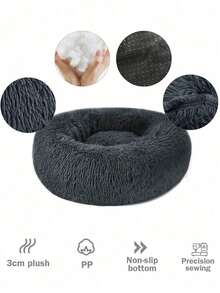 1pc Long Plush Dog Bed, Warm Pet House, Breathable Cat Nest Suitable For Small, Medium And Large Cats And Dogs, All Season - Dark Grey - View 6