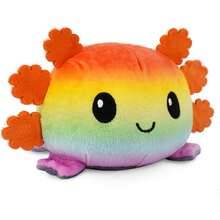 TeeTurtle - The Original Reversible Axolotl Plushie - Gray + Rainbow - Cute Sensory Fidget Stuffed Animals That Show Your Mood - 紫色紮染墨西哥鈍口蠑螈 - 查看 3