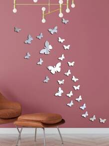 36 Stücke Schmetterling Wandaufkleber für Wanddekoration - Schlafzimmer, Wohnzimmer, Badezimmer, Dorm, Tür - 3D Acryl Spiegel Dekoration: Heim/Raum/Ästhetik/Herbst/Weihnachten/Hochzeit/Büro Dekoration