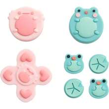 Silicone Cross DPad Button Caps Set Joystick Cover  ABXY Key Buttons Sticker Compatible With Switch/OLED Joy Con  Frog  Axolotl - Hồng + Xanh lá - Xem 2