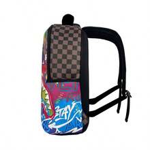 Mochila unisex con estampado de boca de tiburón de moda, mochila de gran capacidad para viajes al aire trayectos, ideal para estudiantes de secundaria y universidad, estilo de dibujos animados, excelente regalo de Navidad para amigos o niños - Negro - Ver 8