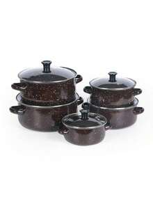 1pc/5pcs Upgraded Thick Black & White Marble Enamel Pot Set, High Quality Large Capacity Starry Speckle Enamel Pot, High-Quality Classic Speckle Enamel Pot, Multi-Function Stew Pot, Soup Pot, Boiling Pot, Suitable For Restaurants, Homes, Outdoor, Gas, Electric And Induction Cooktop, Easy To Clean Non-Stick - Starry Sky Dot Series - View 15