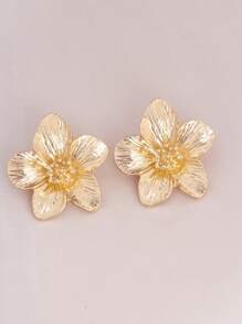 1 Pair Women's Flower Stud Earrings, New Fashion Versatile Textured Premium Accessory Suitable For Daily Wear And Gatherings