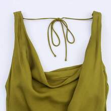 DEEKA New Summer Fashion Sexy Satin Feeling Long Lingerie Style Party Dress, Suitable For Summer, Holidays, Valentine's Day, Party - Green - View 4