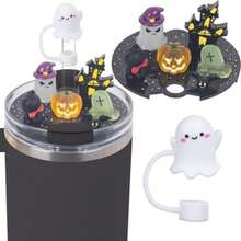 Nova tampa de copo de Halloween com placa de identificação de acrílico criativa de desenho animado tridimensional 40 oz/30 oz decoração luminosa tampa de canudo quebra-gelo copo item decorativo fofo e criativo