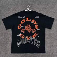 DARCSPORT Wolf Head T-Shirt Summer City Fitness Training Sports Loose Casual Crewneck Men's T-Shirt Couples Pure Cotton - 黑色 - 查看 1