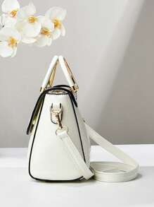 女士优雅鳄鱼压纹单肩包 - 轻巧大容量多功能斜挎包/手提包，磁扣设计，金色金属配件和可调节肩带，适合女孩、女士、大学生、新人和白领，适合休闲和正式场合（白色、卡其色、粉色、蓝色、黑色），鳄鱼皮钱包 - 白色 - 查看 7