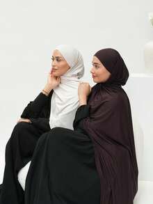 1 件针织头巾 170*60 厘米，经典纯色，舒适透气长头巾、披肩、围巾，采用柔软莫代尔面料制成，优雅丝滑莫代尔长头巾，适合穆斯林日常使用 - 傳統的 - 查看 12