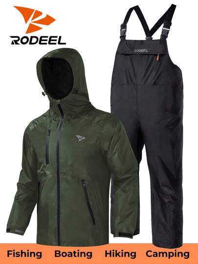 RODEEL Men's Rainsuit, Raincoat And Bib Pants Set, Ultimate Outdoor Adventure Protection